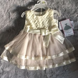 Rare Editions 2 Piece Set Ivory Dress & Bloomer